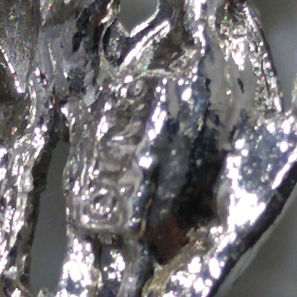 Dragonfly Brooch, Aurora Borealis, Deep Green Rhinestones, Silver Tone, 1 1/2 In - Picture 4 of 8